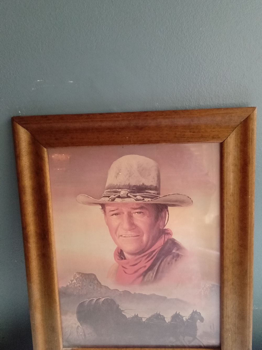 Vintage John‎ Wayne Portrait Framed Print Western Cowboy Americana Wall Art